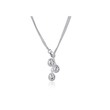 Latest Design Vogue Silver Jewelry Romantic Simple Three-Ball Chain Necklace for Women